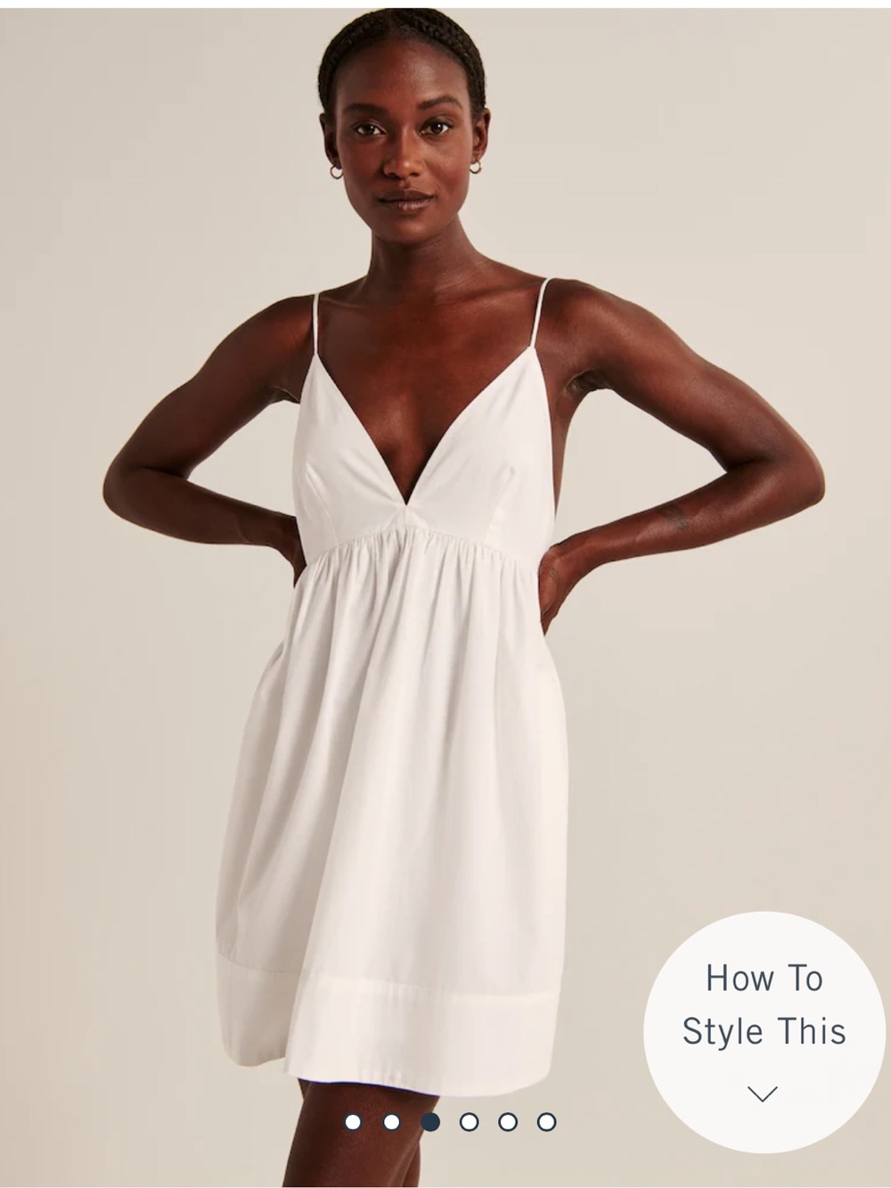 Abercrombie & Fitch v-neck babydoll mini dress white size XST XS Tall